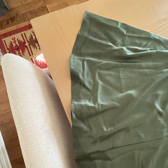 Satin Olive One Shoulder Bridesmaid Dress XS - Picture 5 of 6